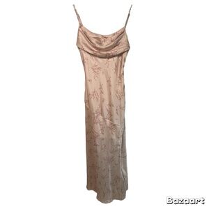 Selfie Leslie Well Versed Romantic Floral Pleated Bust Front Split Slip Dress